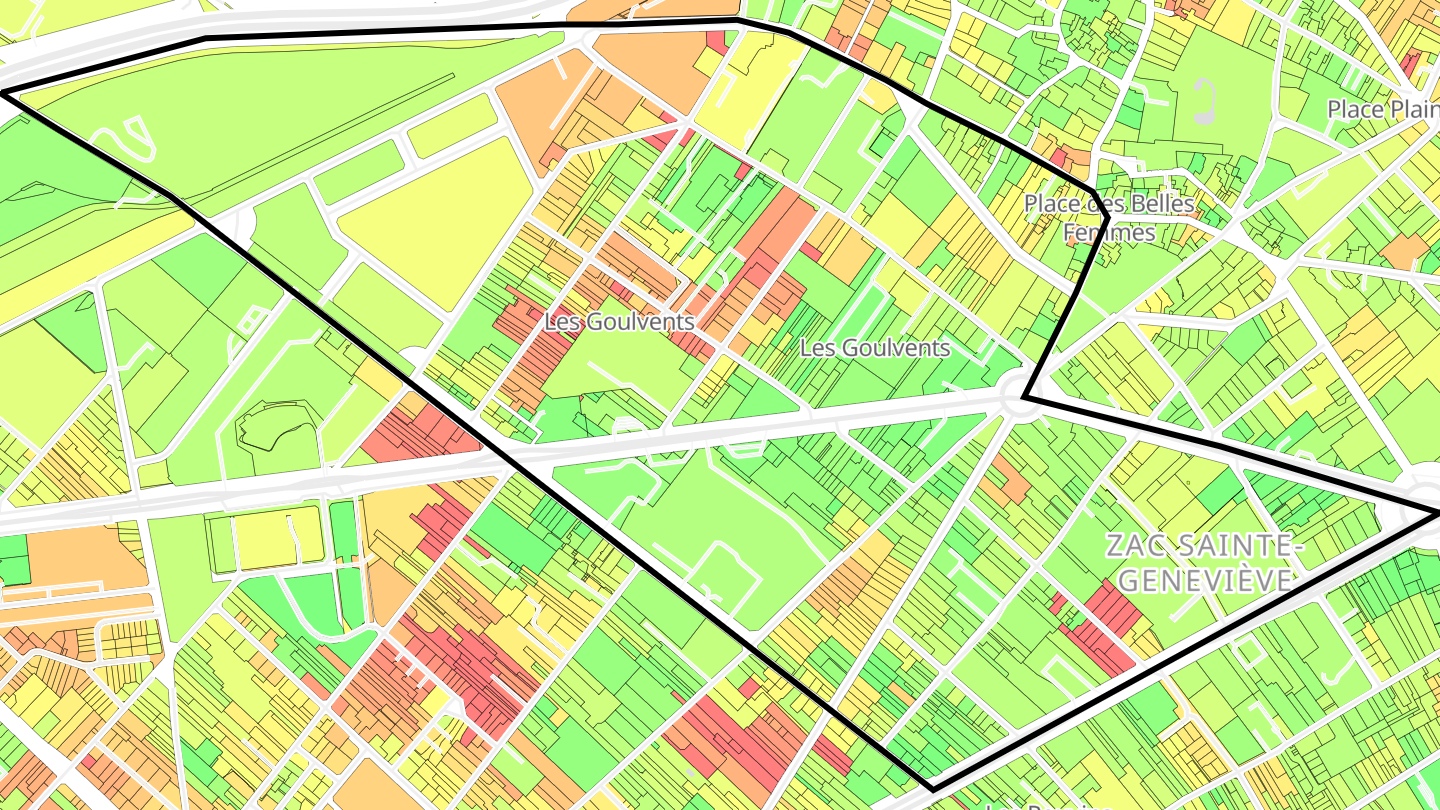 Carte des prix de l'immobilier Quartier du Vieux-Pont - Sainte-Geneviève