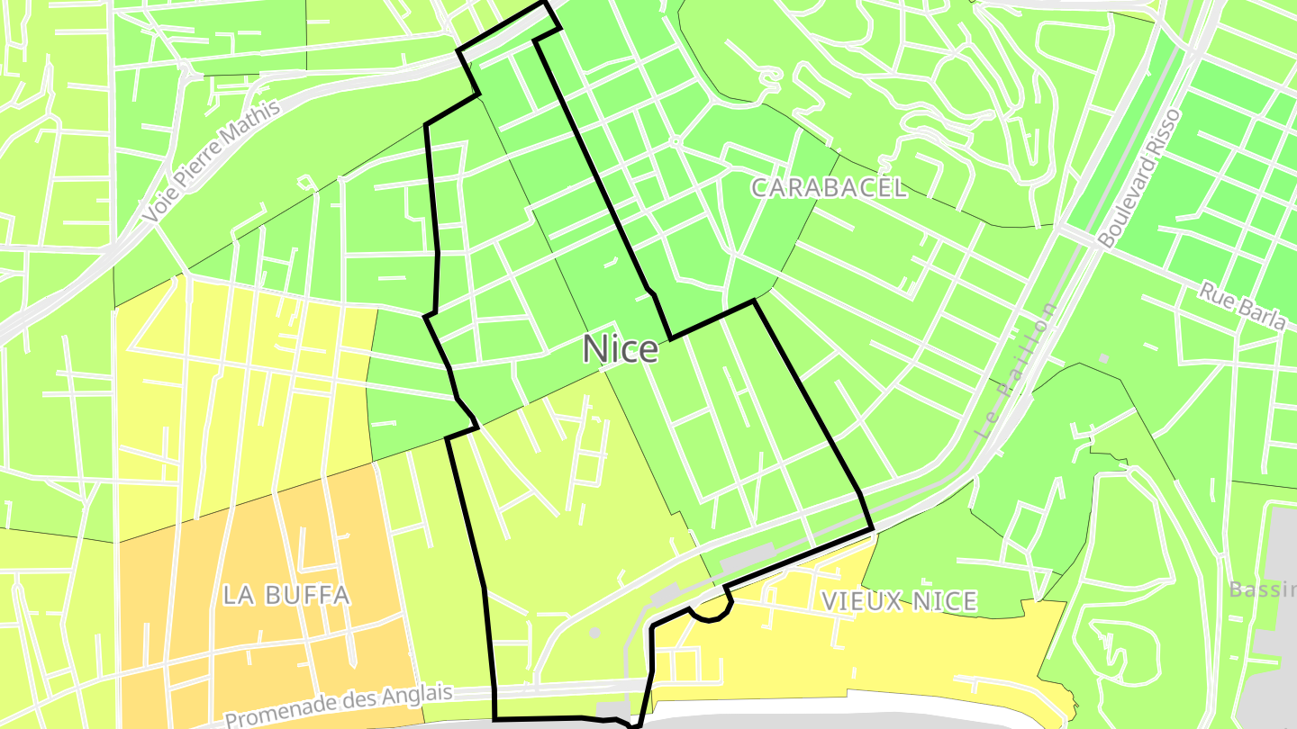 Carte des prix de l'immobilier Quartier Jean-Médecin