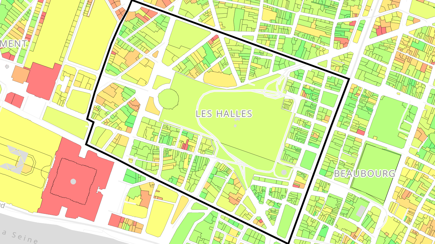 Carte des prix de l'immobilier Quartier Les Halles