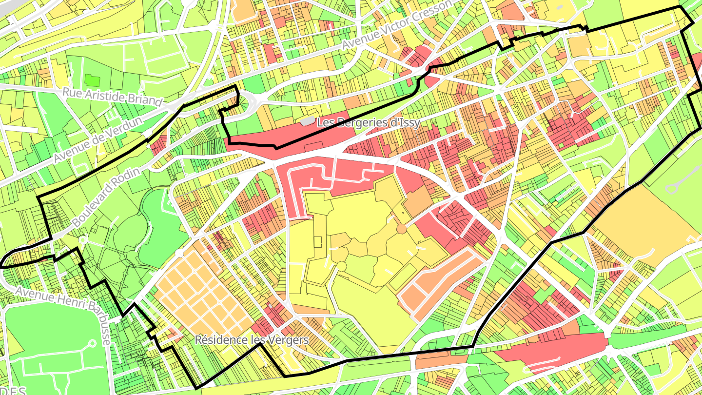 Carte des prix de l'immobilier Quartier Les Hauts d'Issy / Les Epinettes / Le Fort