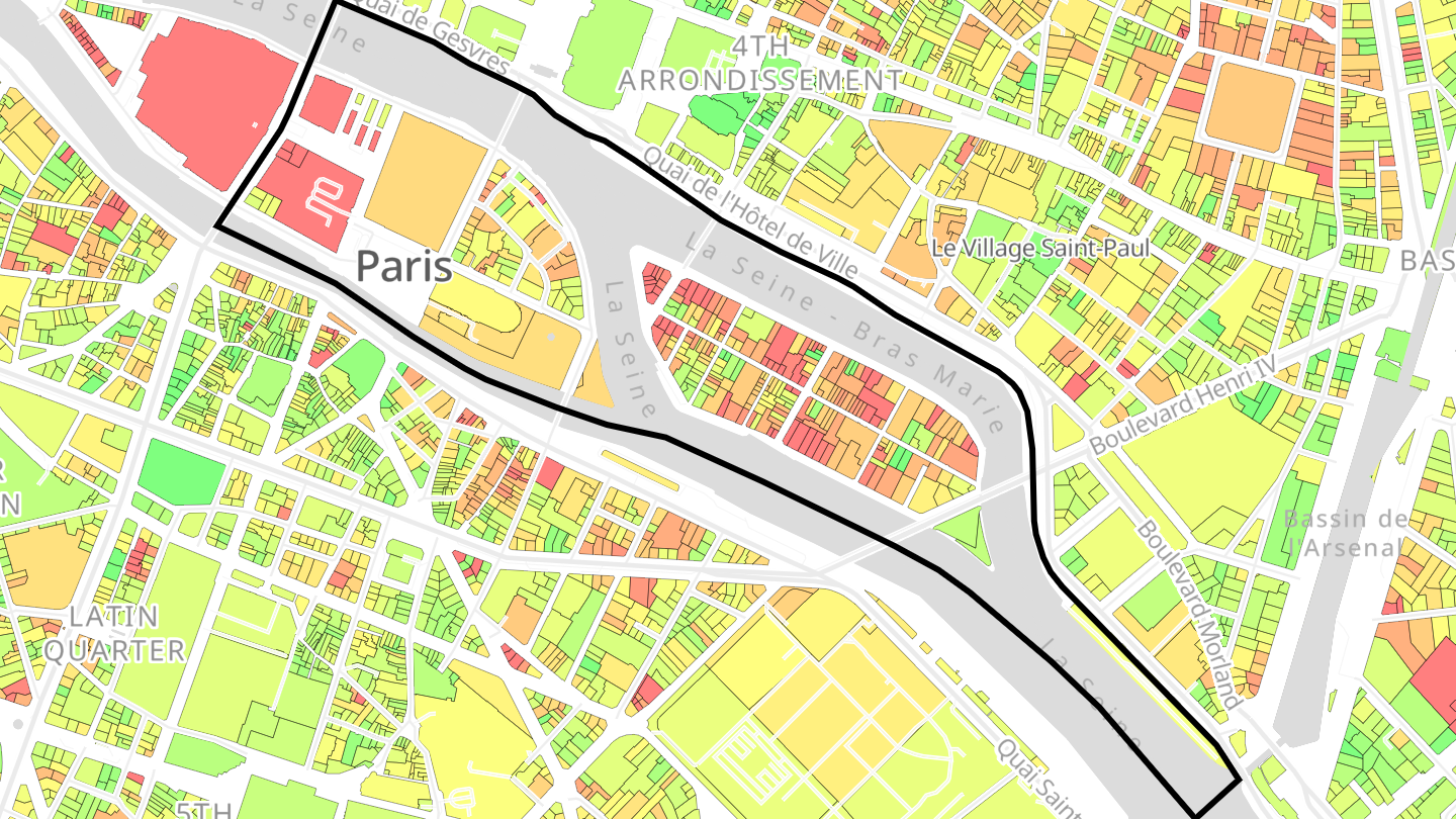 Carte des prix de l'immobilier Quartier Les Îles