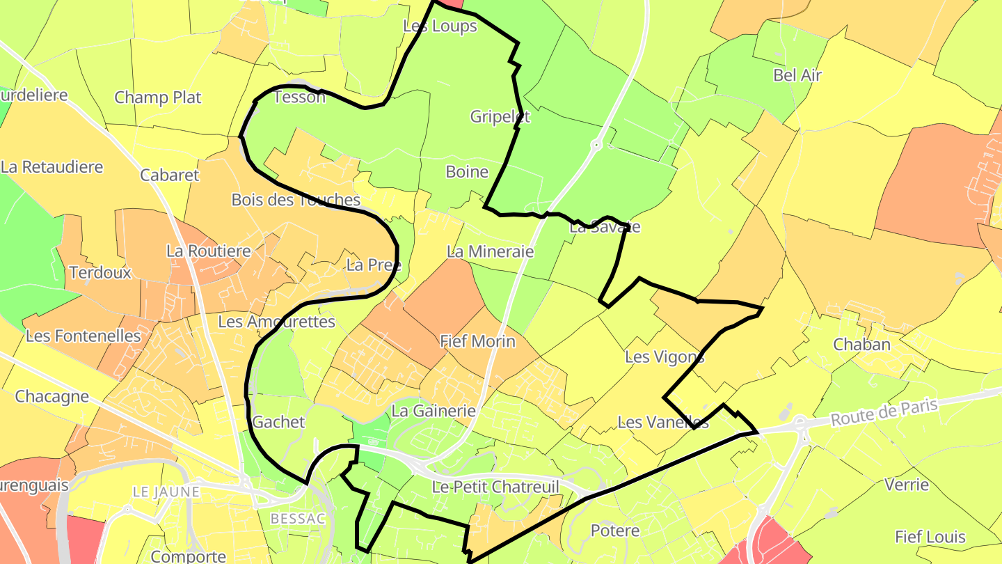 Carte des prix de l'immobilier Quartier Nord