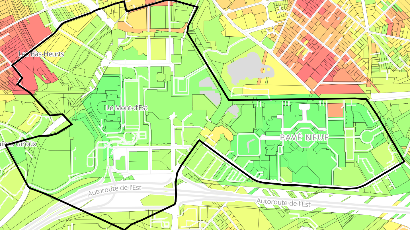 Carte des prix de l'immobilier Quartier Ouest