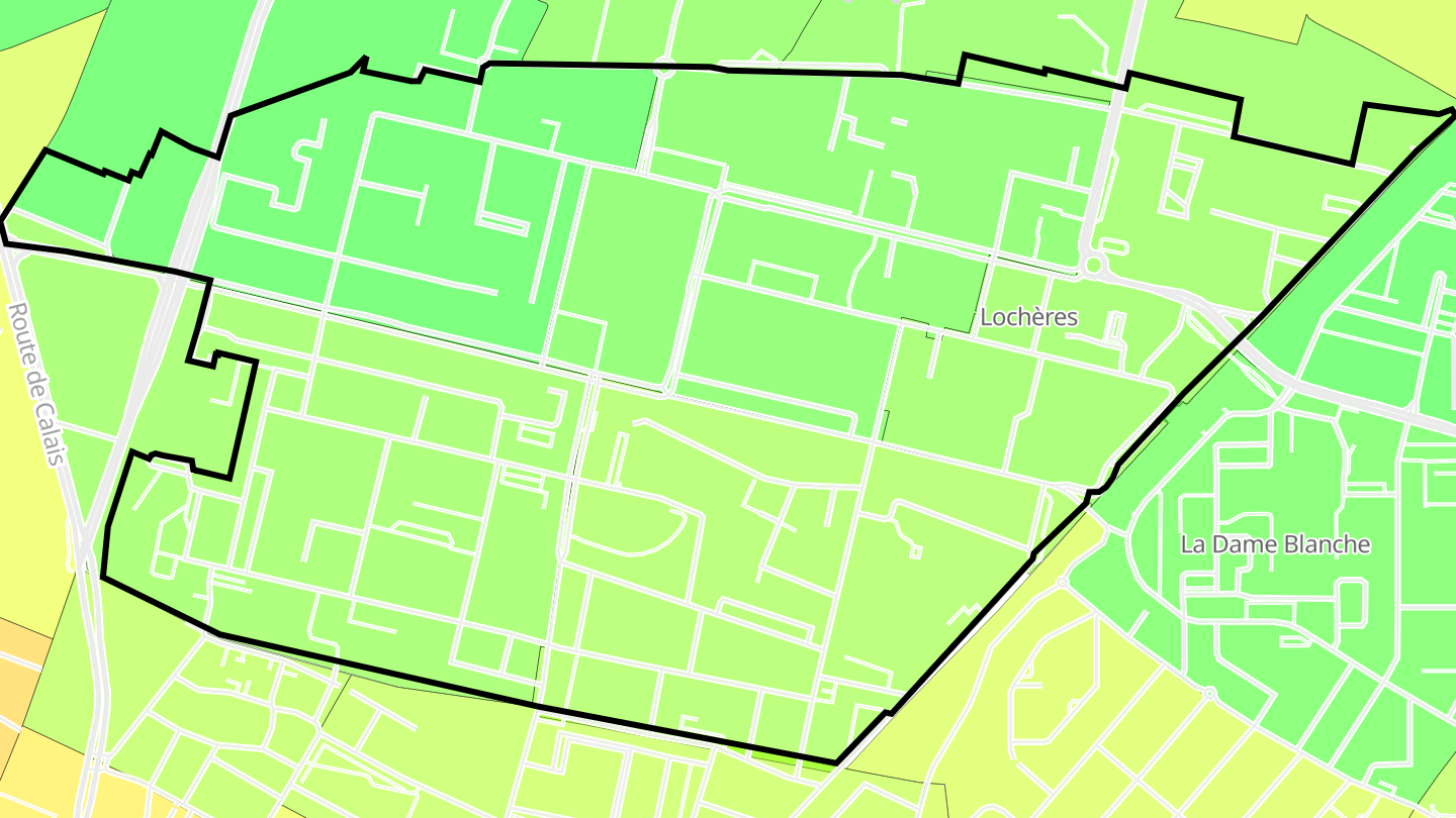 Carte des prix de l'immobilier Quartier politique de la Ville Lochères
