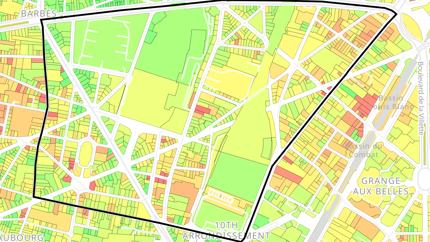 Carte des prix de l'immobilier Quartier Saint-Vincent-de-Paul