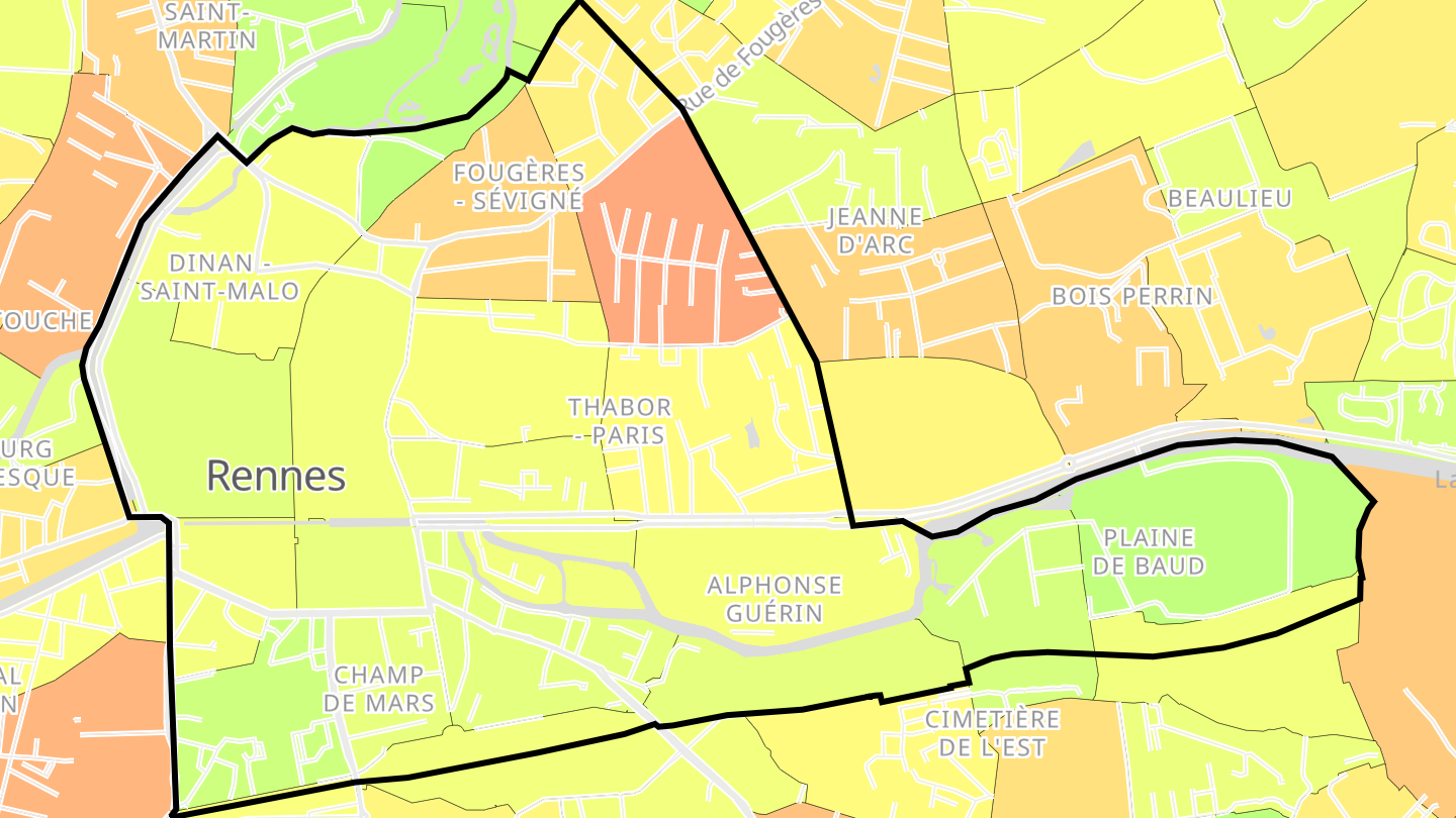 Carte des prix de l'immobilier Quartiers Centre