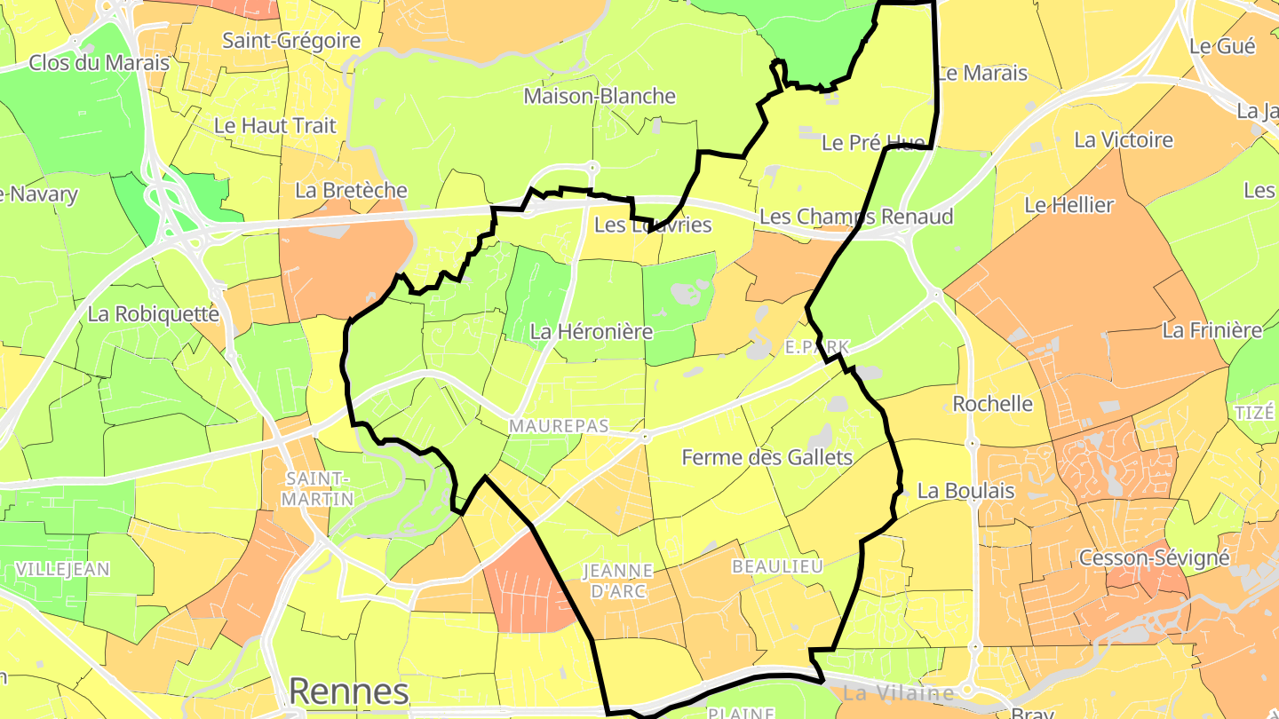 Carte des prix de l'immobilier Quartiers Nord-Est