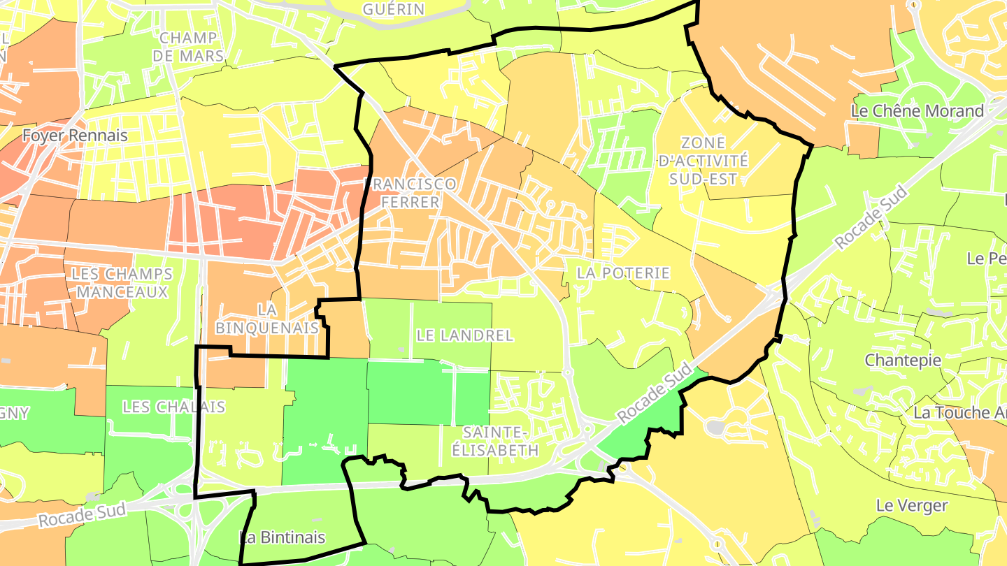 Carte des prix de l'immobilier Quartiers Sud-Est