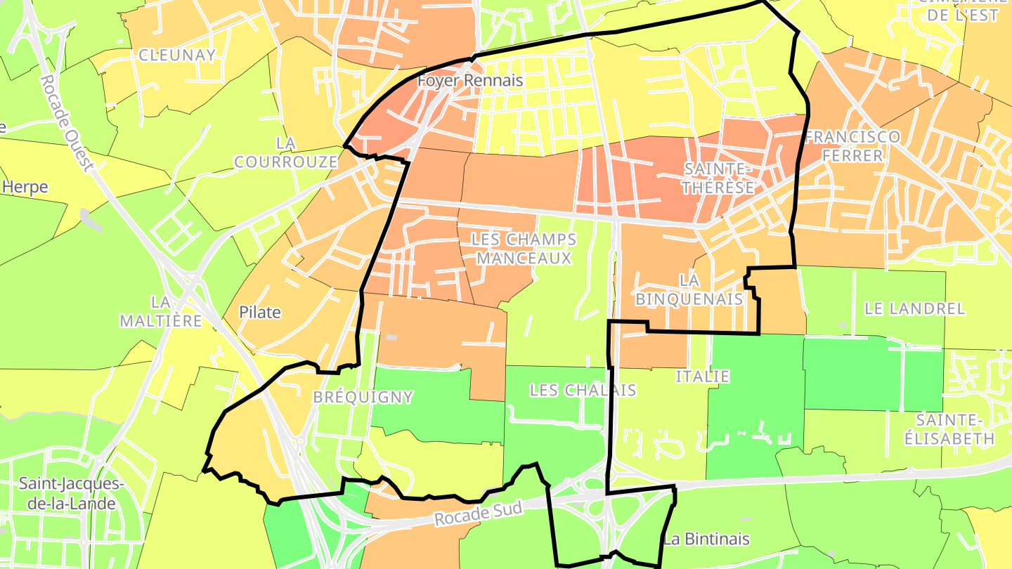 Carte des prix de l'immobilier Quartiers Sud-Ouest