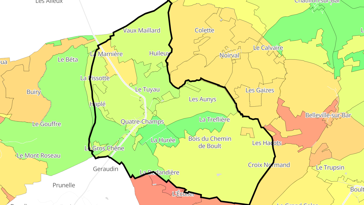 Carte des prix de l'immobilier Quatre-Champs