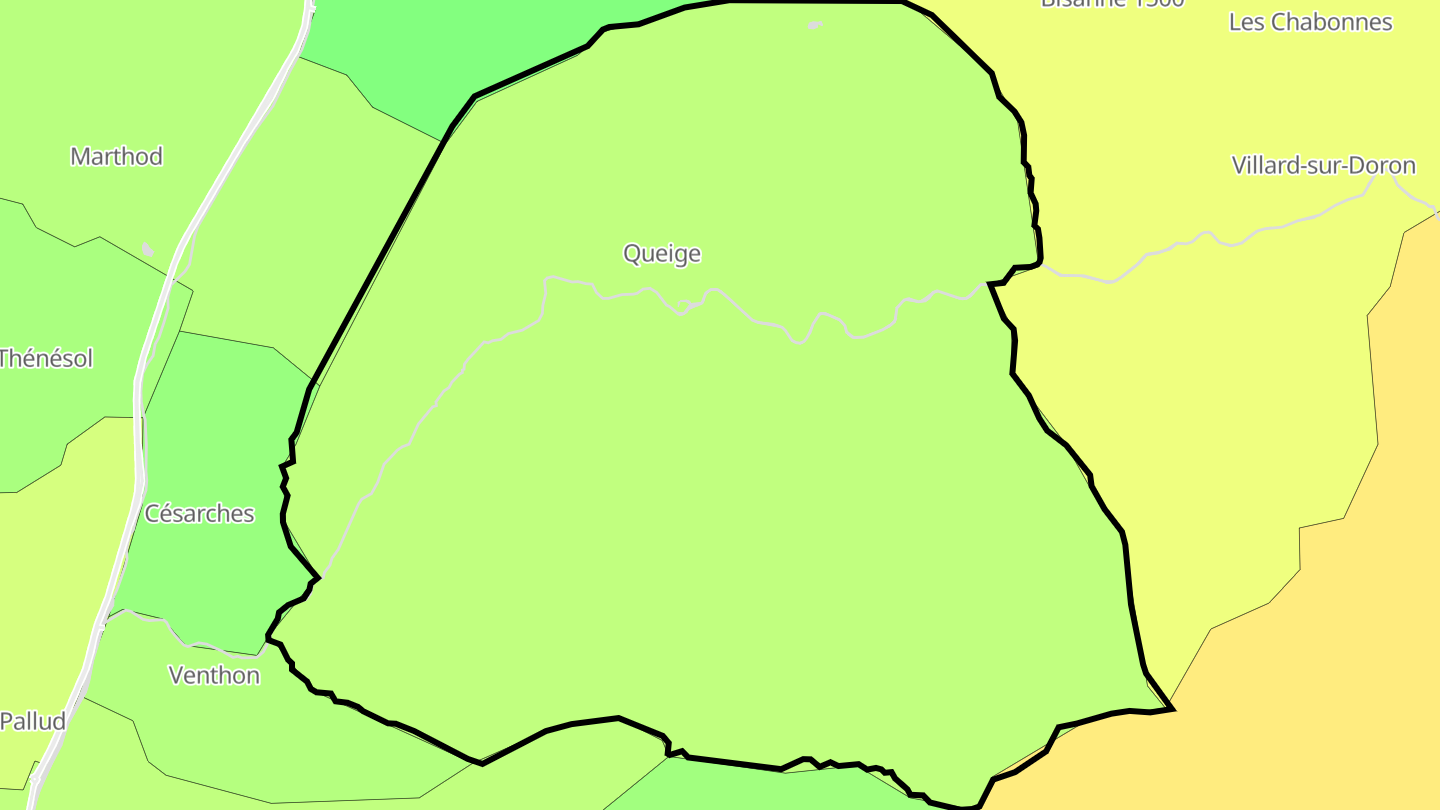 Carte des prix de l'immobilier Queige