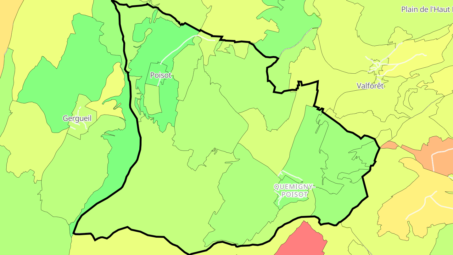 Carte des prix de l'immobilier Quemigny-Poisot