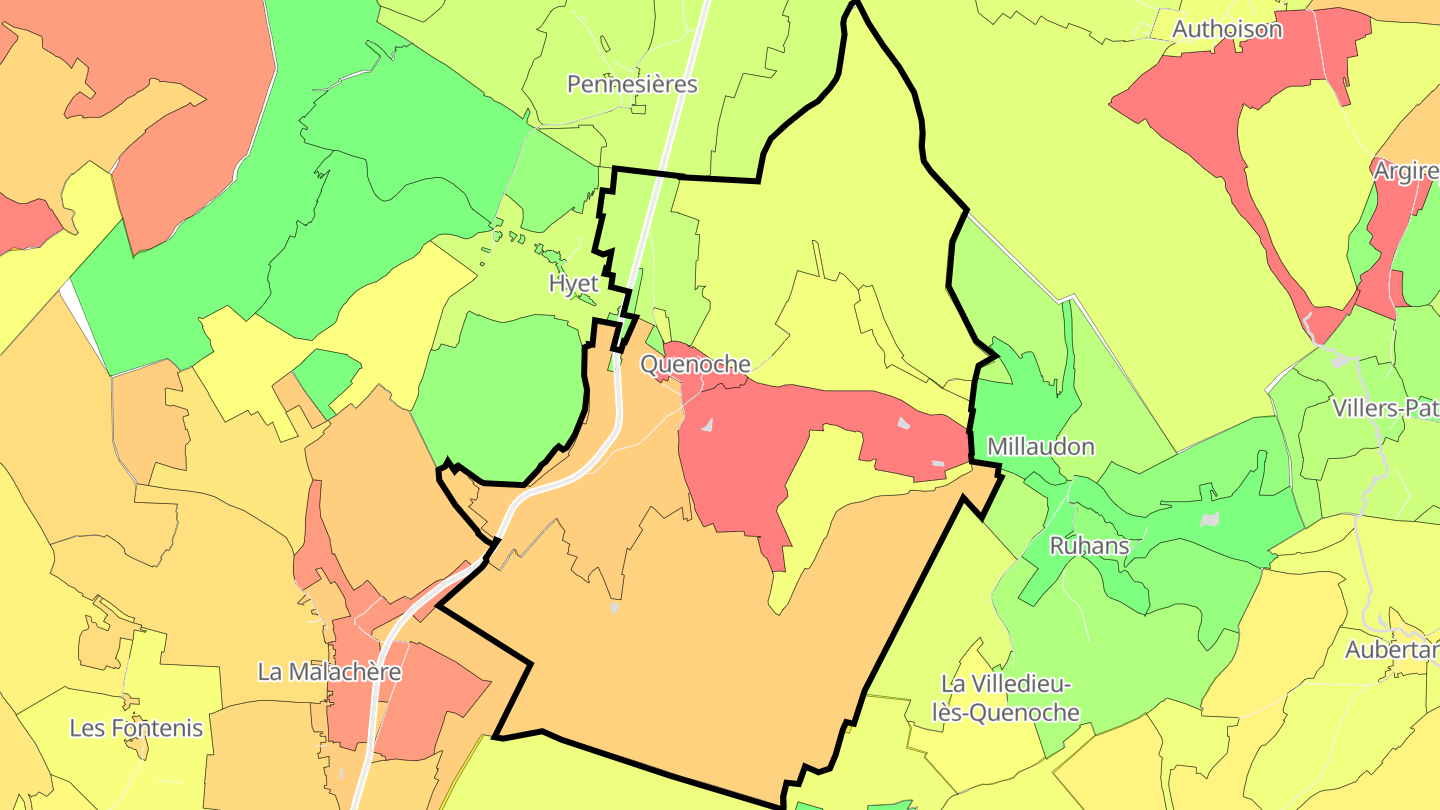 Carte des prix de l'immobilier Quenoche