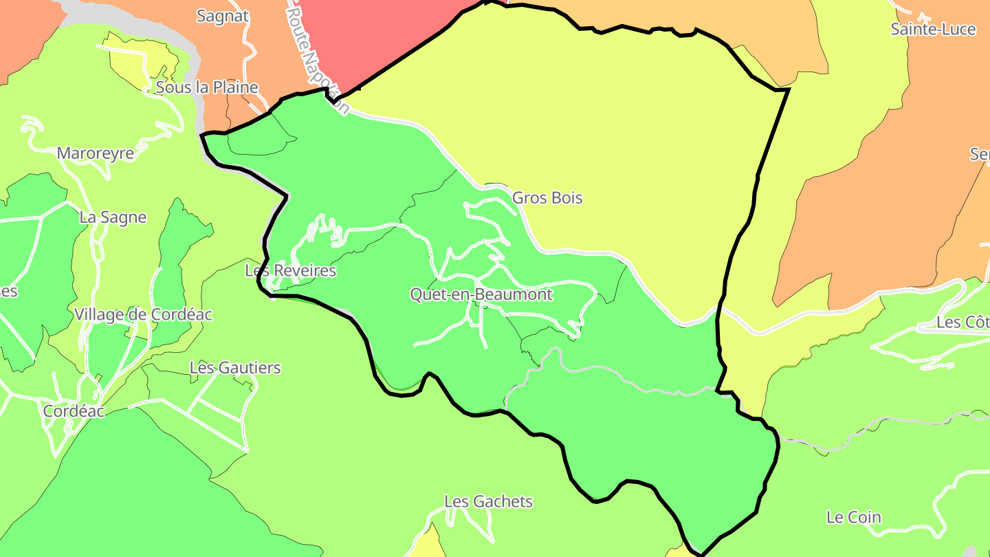 Carte des prix de l'immobilier Quet-en-Beaumont