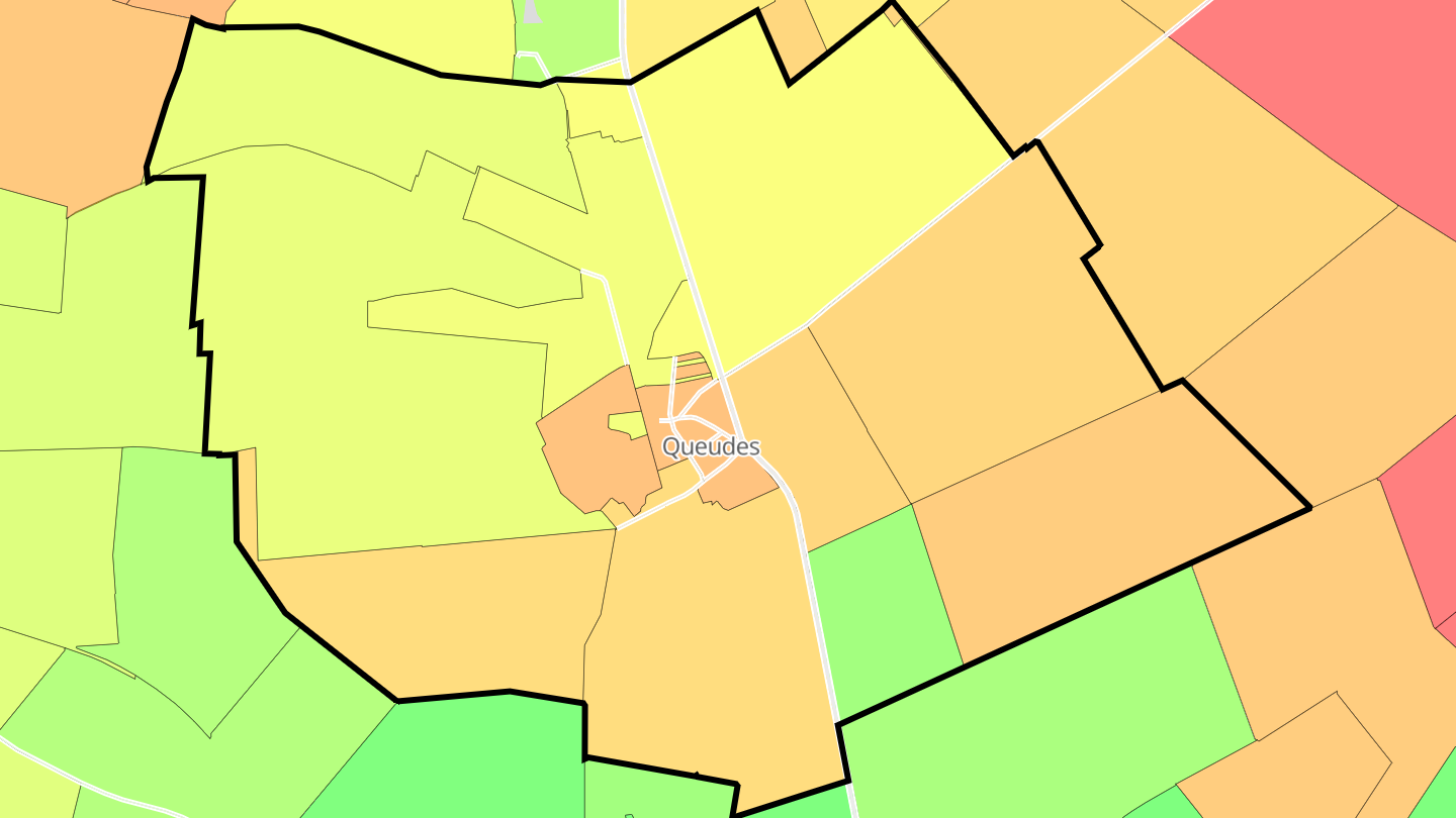 Carte des prix de l'immobilier Queudes
