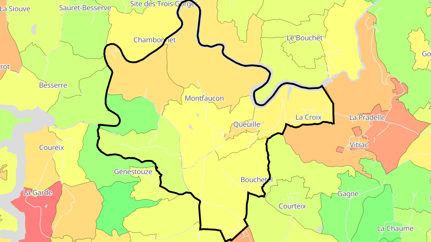 Carte des prix de l'immobilier Queuille
