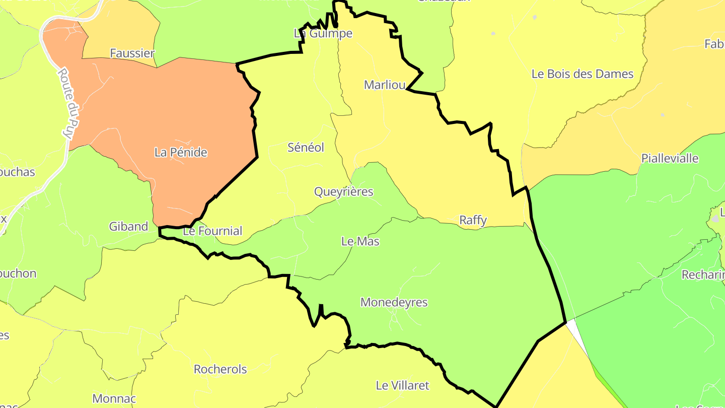 Carte des prix de l'immobilier Queyrières