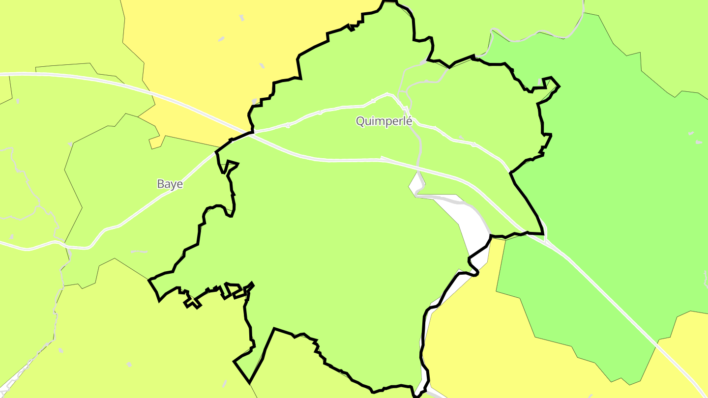 Carte des prix de l'immobilier Quimperlé