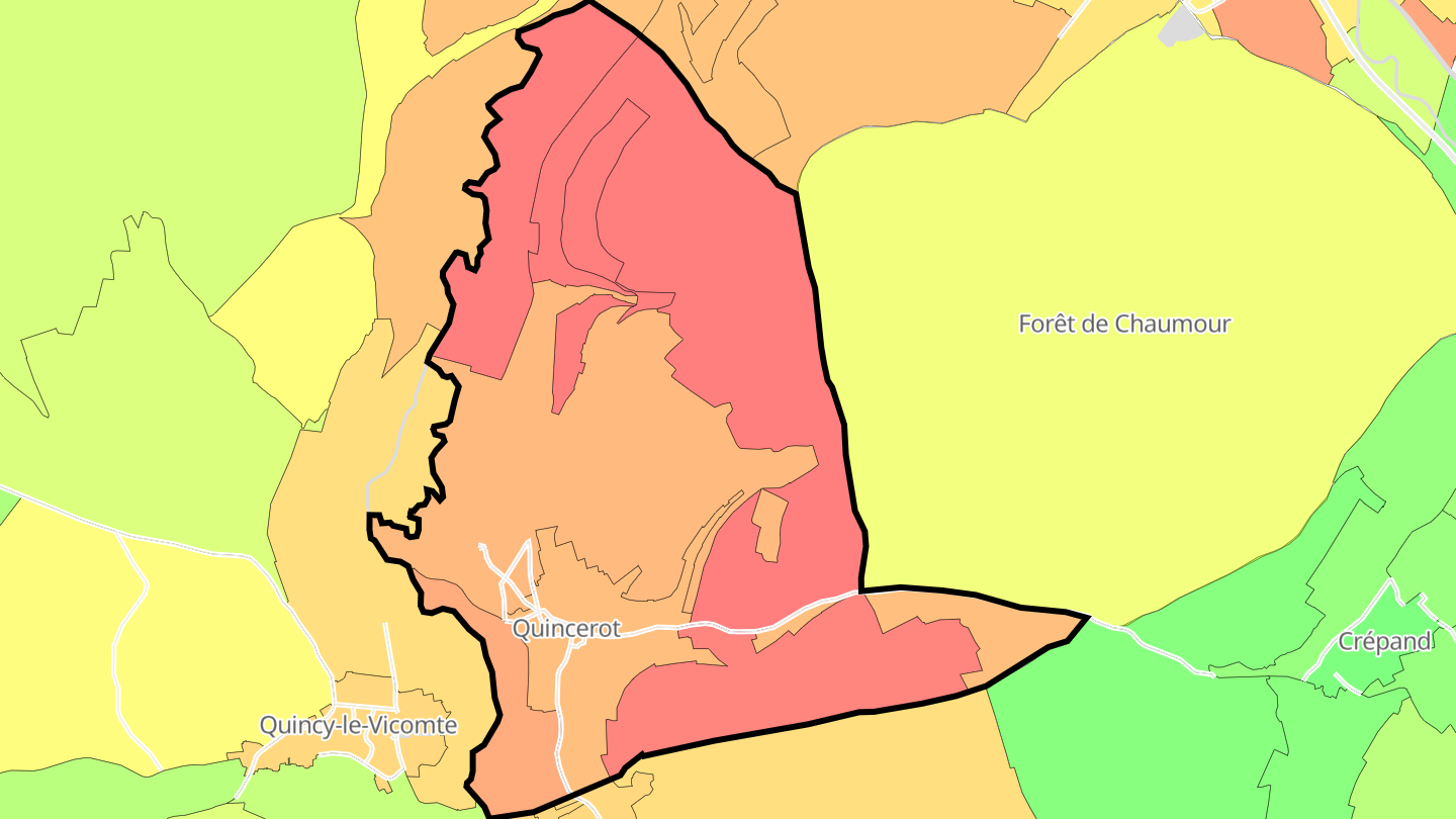 Carte des prix de l'immobilier Quincerot