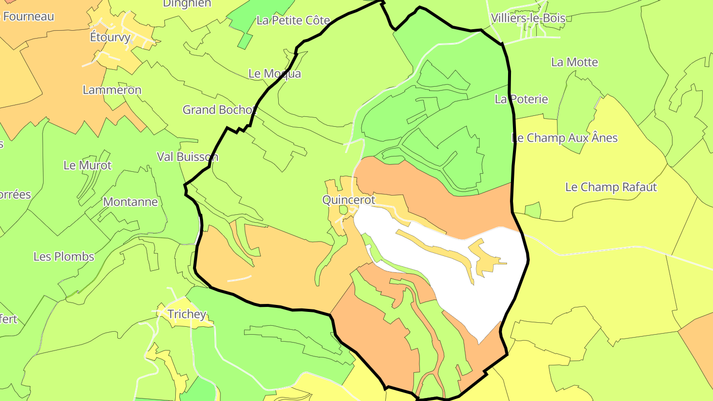 Carte des prix de l'immobilier Quincerot