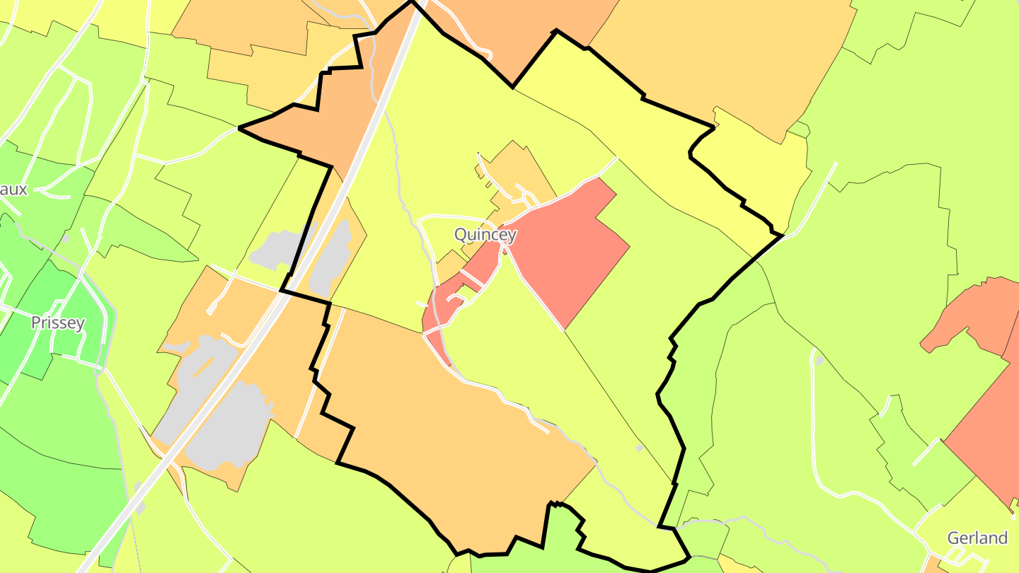 Carte des prix de l'immobilier Quincey