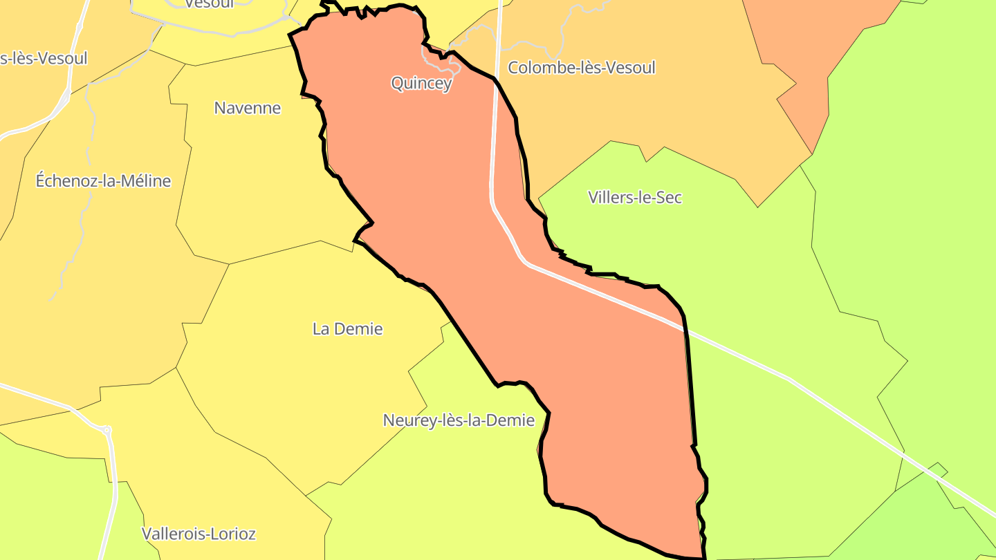 Carte des prix de l'immobilier Quincey