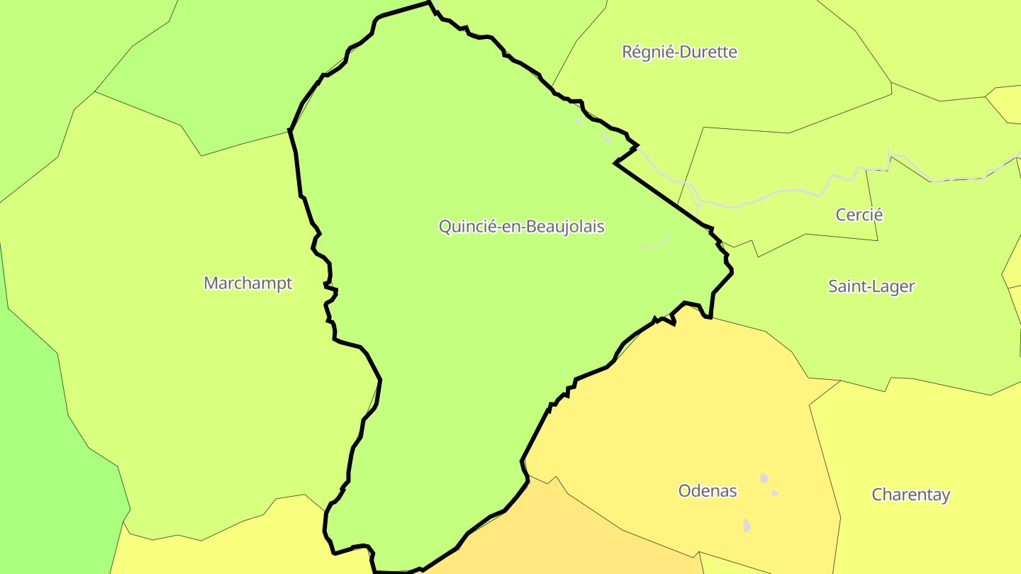 Carte des prix de l'immobilier Quincié-en-Beaujolais
