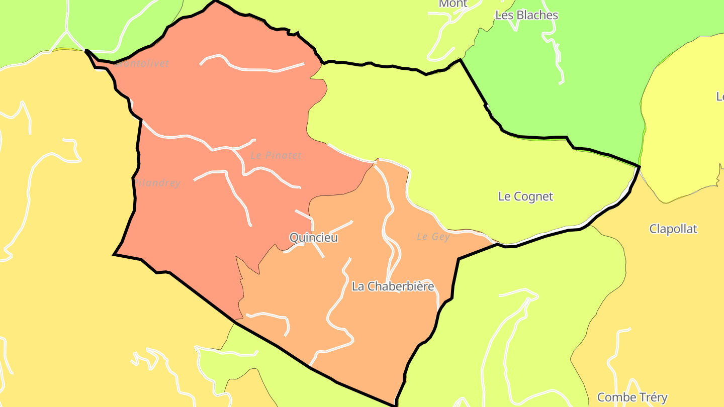 Carte des prix de l'immobilier Quincieu
