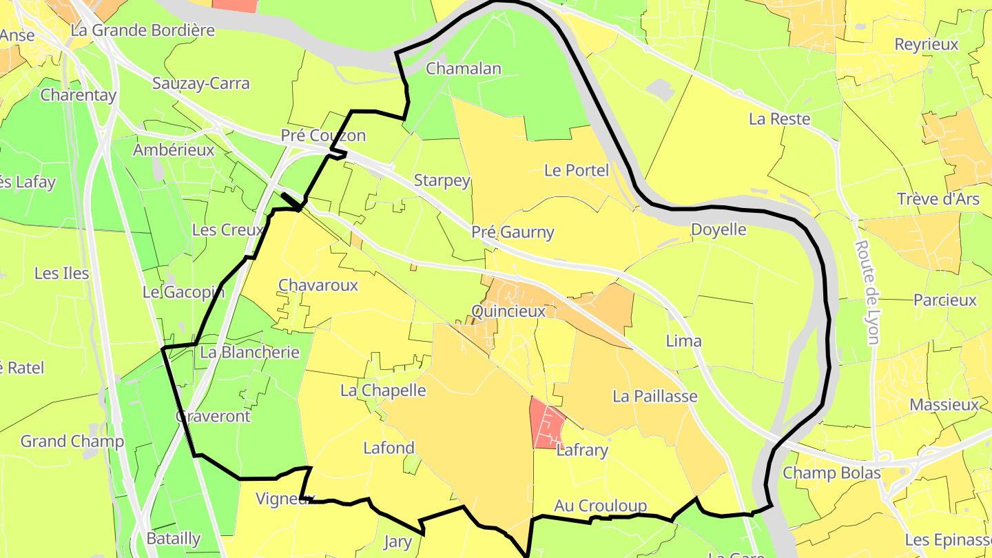 Carte des prix de l'immobilier Quincieux