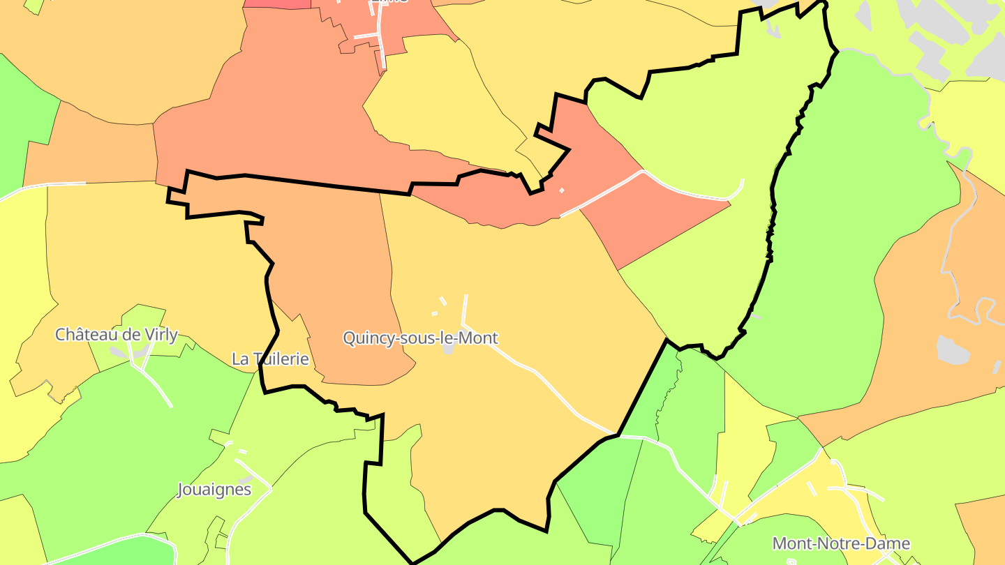 Carte des prix de l'immobilier Quincy-sous-le-Mont