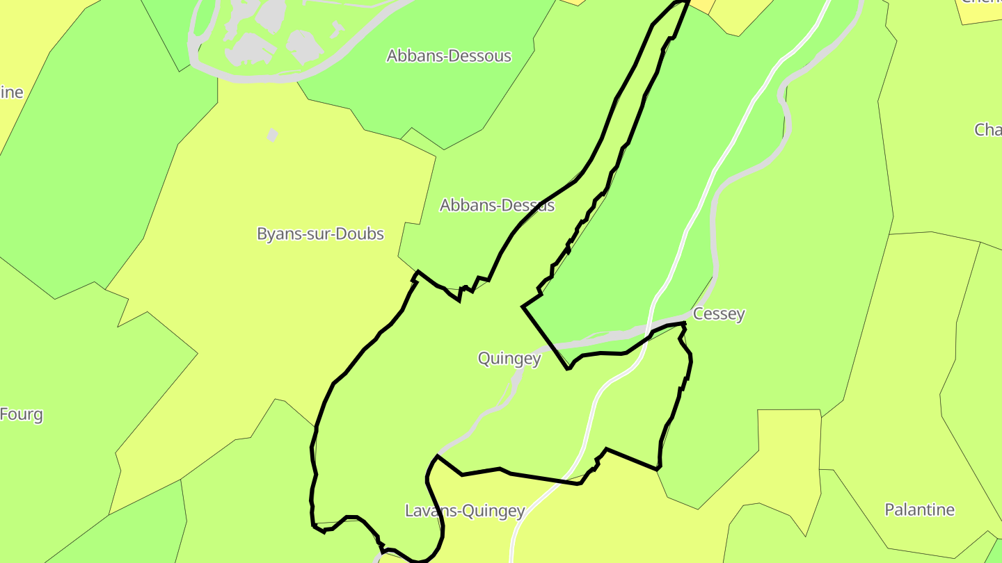 Carte des prix de l'immobilier Quingey