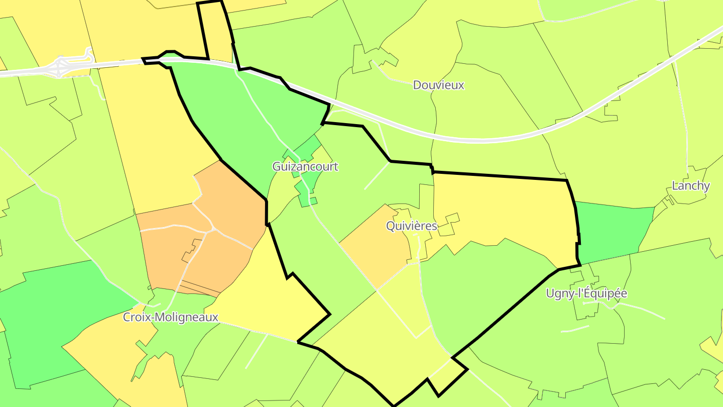 Carte des prix de l'immobilier Quivières