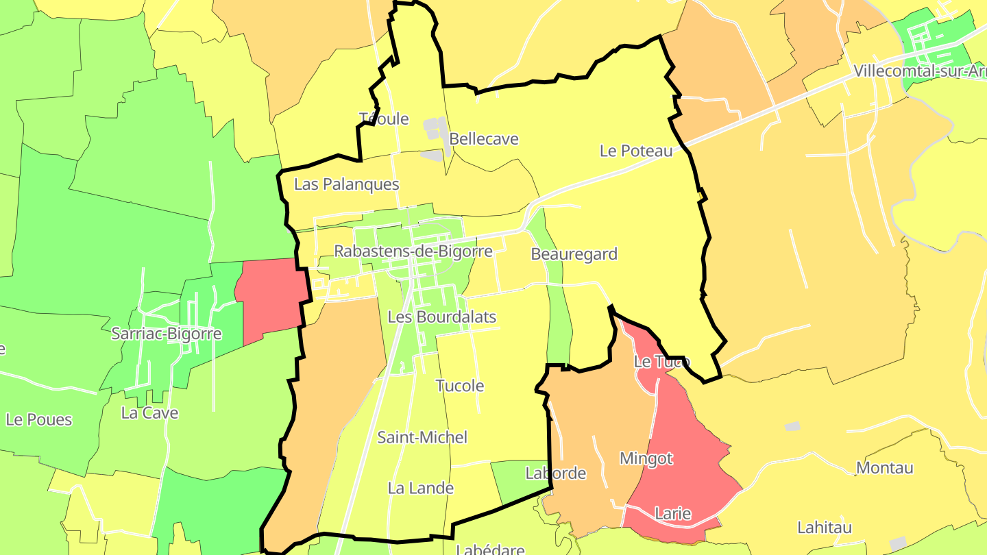 Carte des prix de l'immobilier Rabastens-de-Bigorre