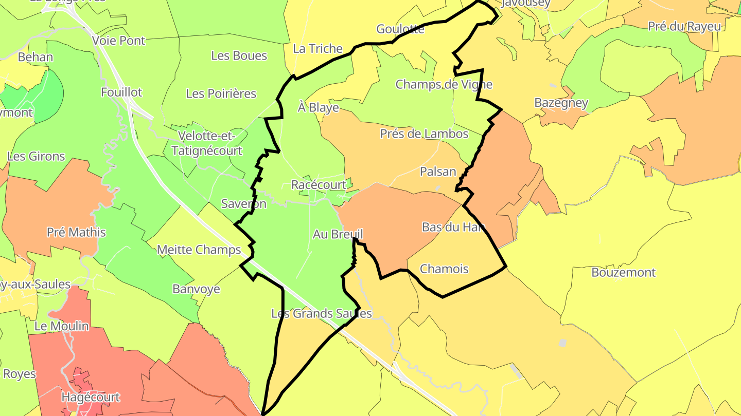 Carte des prix de l'immobilier Racécourt