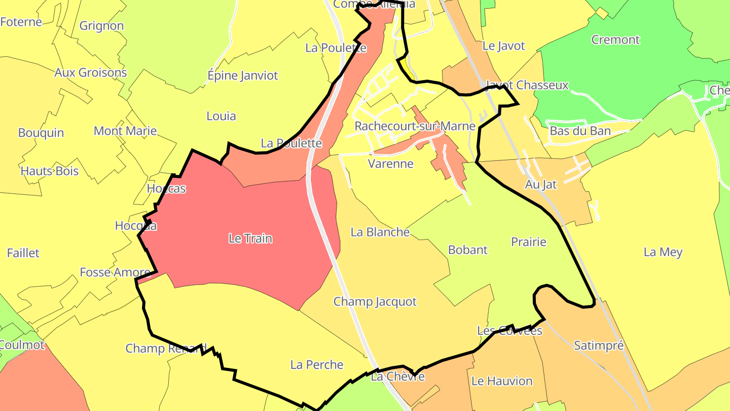 Carte des prix de l'immobilier Rachecourt-sur-Marne