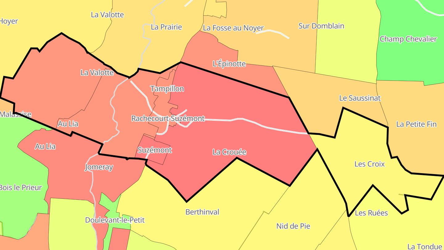 Carte des prix de l'immobilier Rachecourt-Suzémont