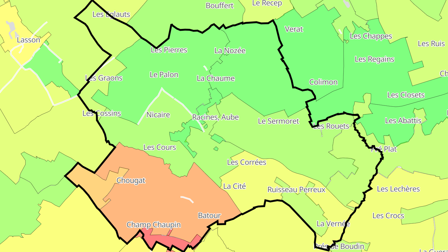 Carte des prix de l'immobilier Racines