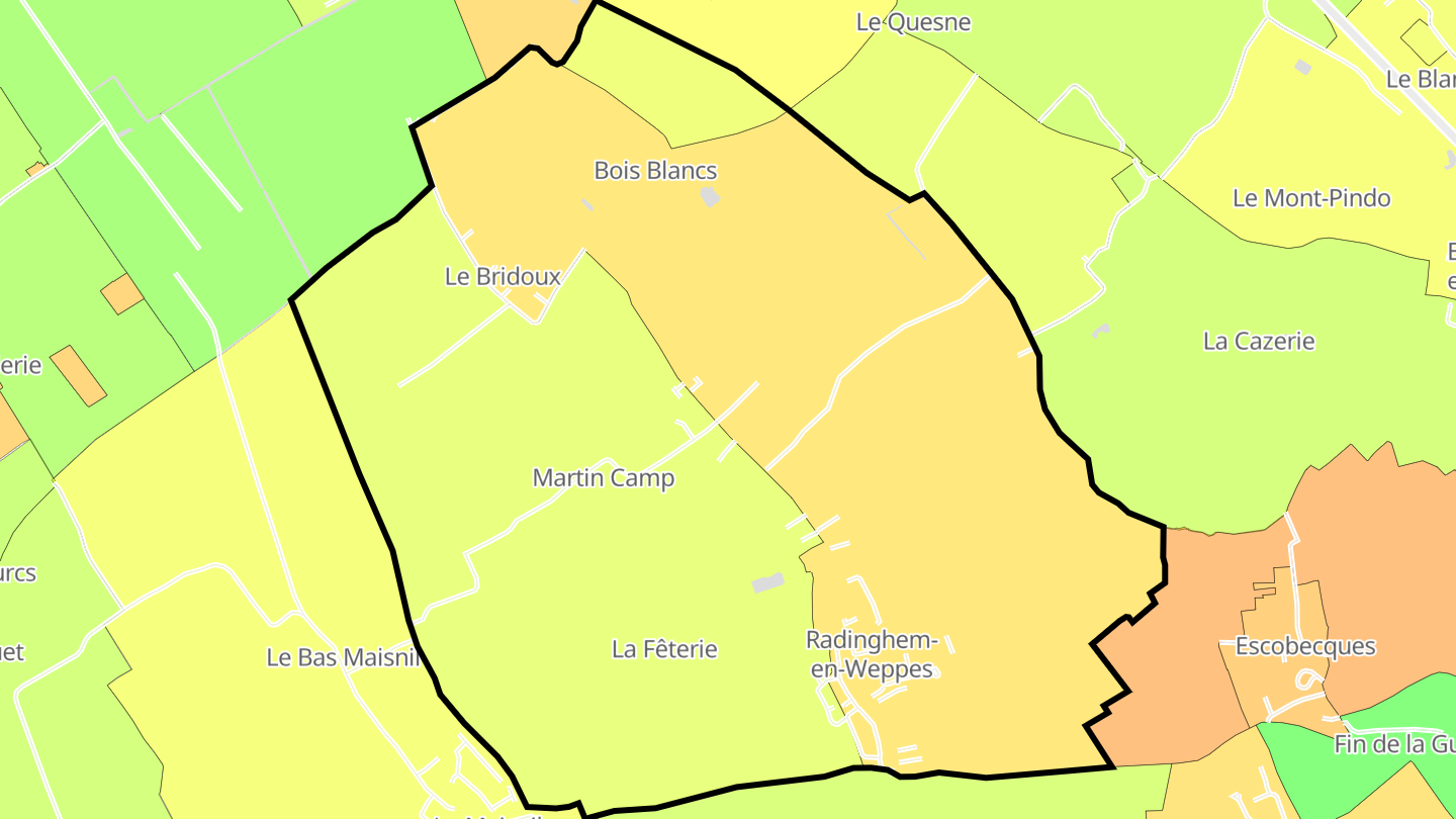 Carte des prix de l'immobilier Radinghem-en-Weppes