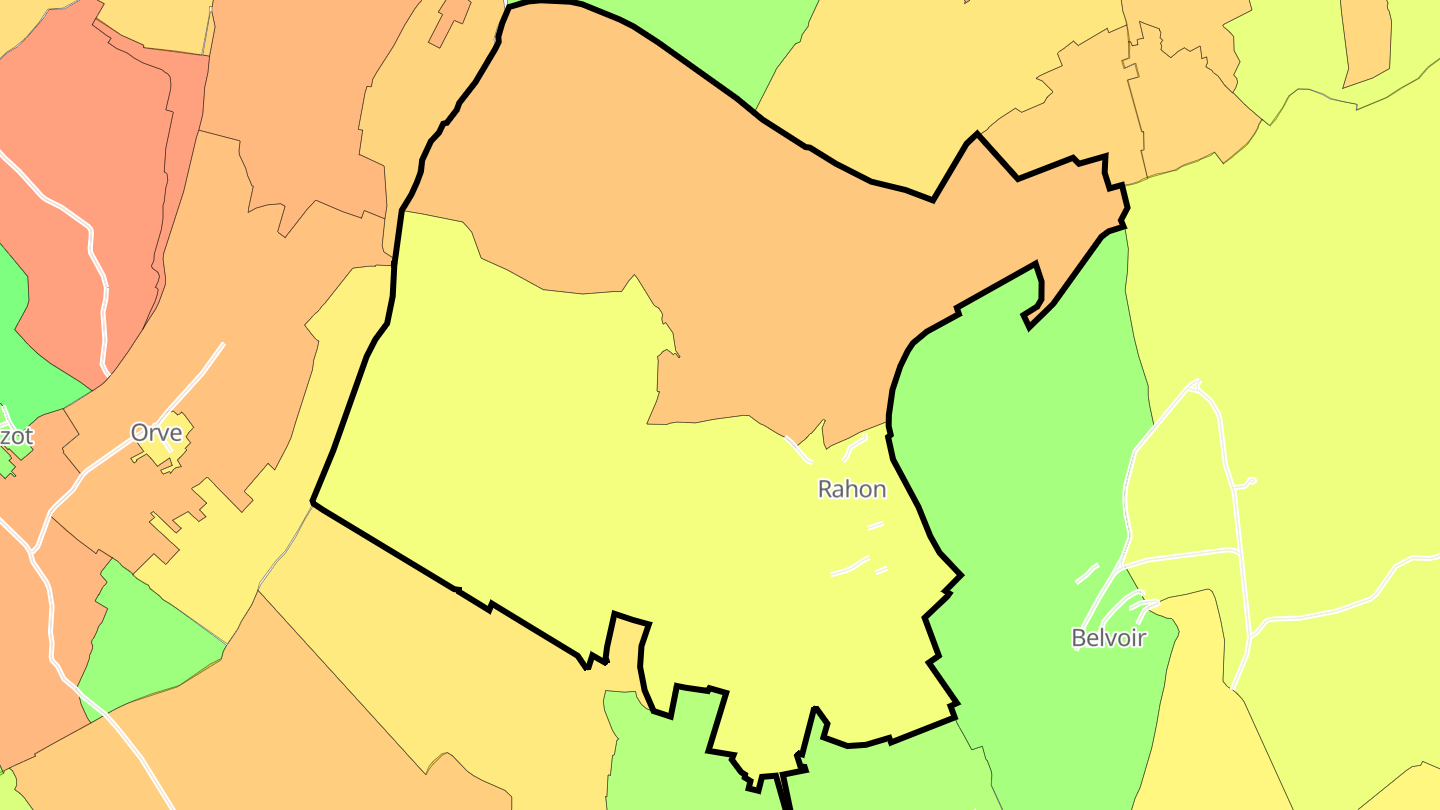 Carte des prix de l'immobilier Rahon