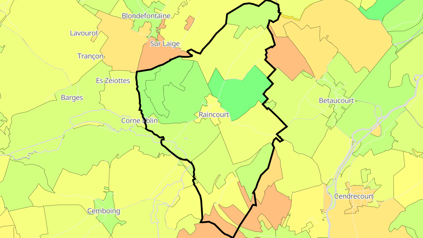 Carte des prix de l'immobilier Raincourt