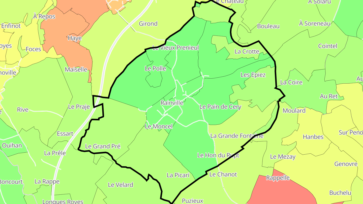 Carte des prix de l'immobilier Rainville