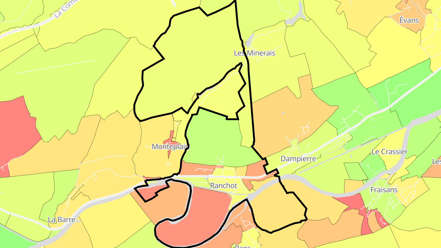 Carte des prix de l'immobilier Ranchot