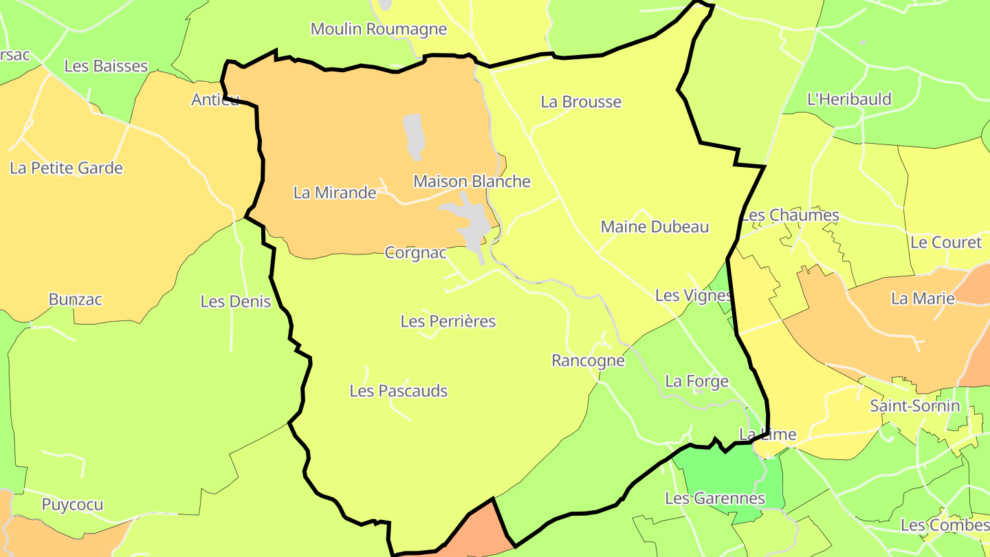 Carte des prix de l'immobilier Rancogne