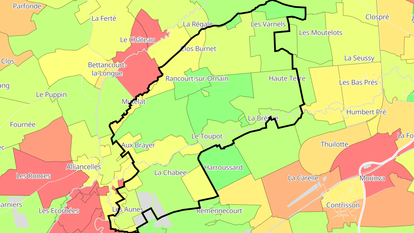 Carte des prix de l'immobilier Rancourt-sur-Ornain