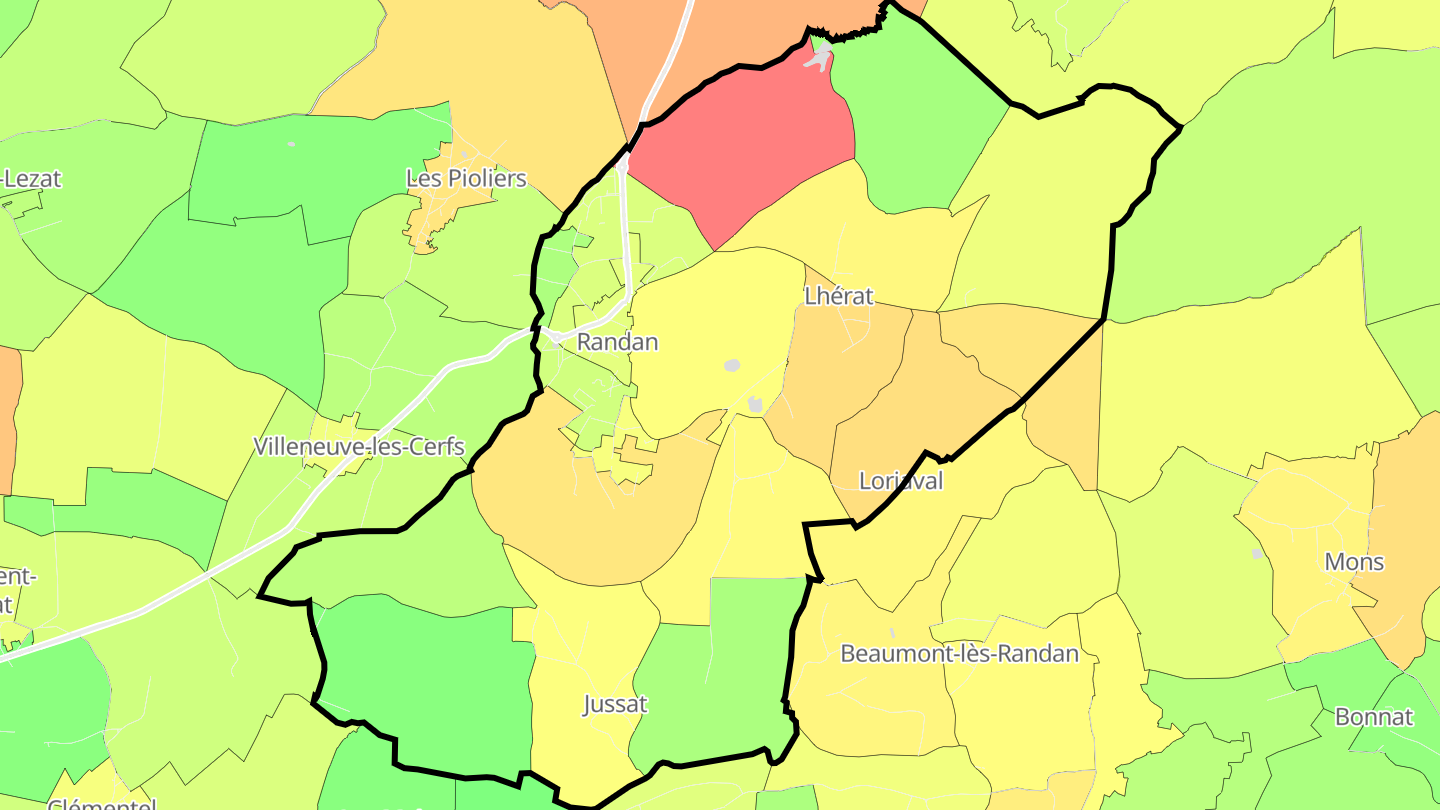 Carte des prix de l'immobilier Randan