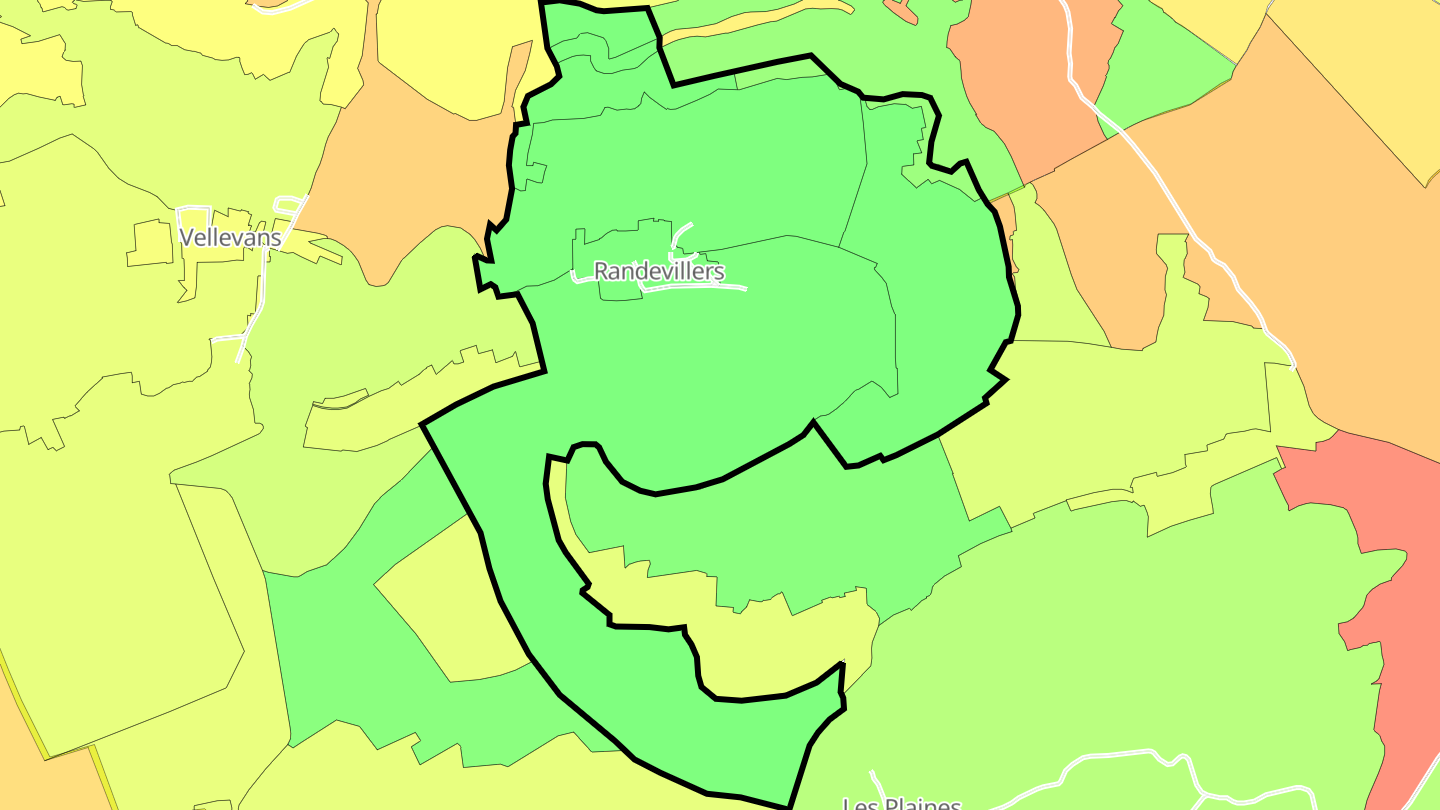 Carte des prix de l'immobilier Randevillers
