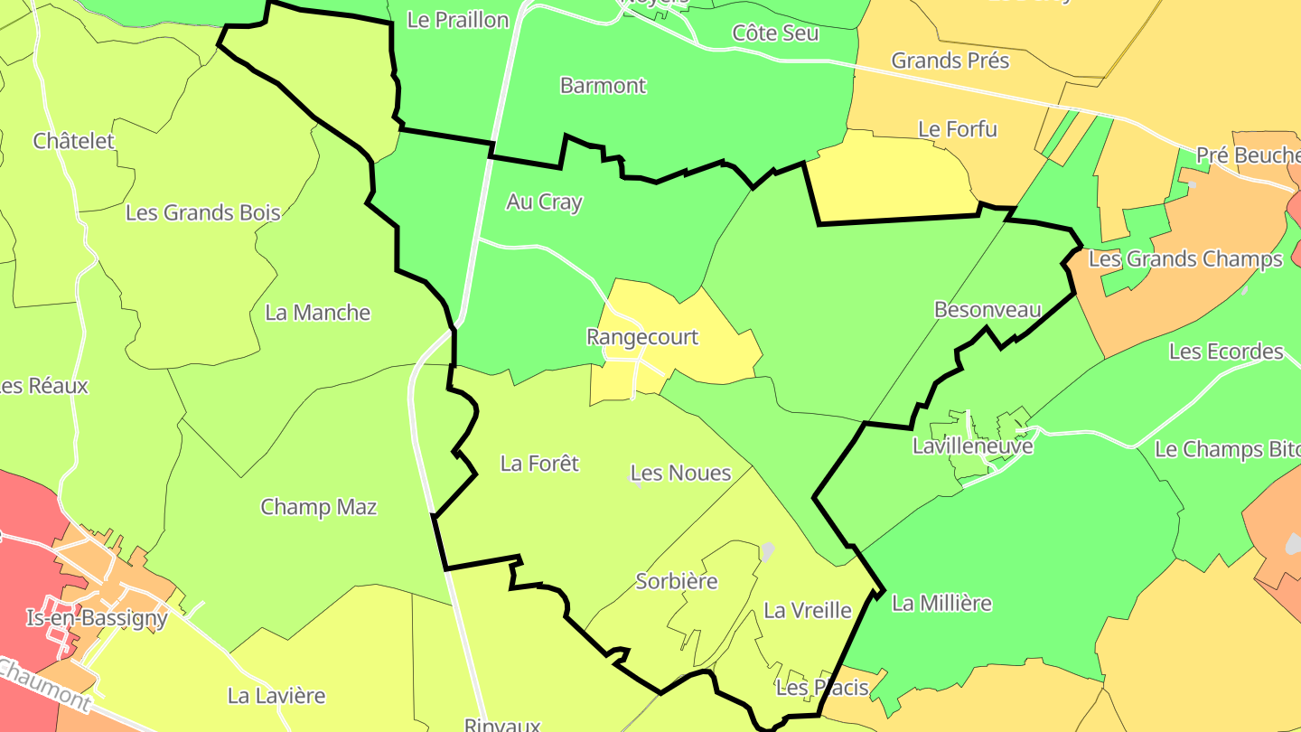 Carte des prix de l'immobilier Rangecourt