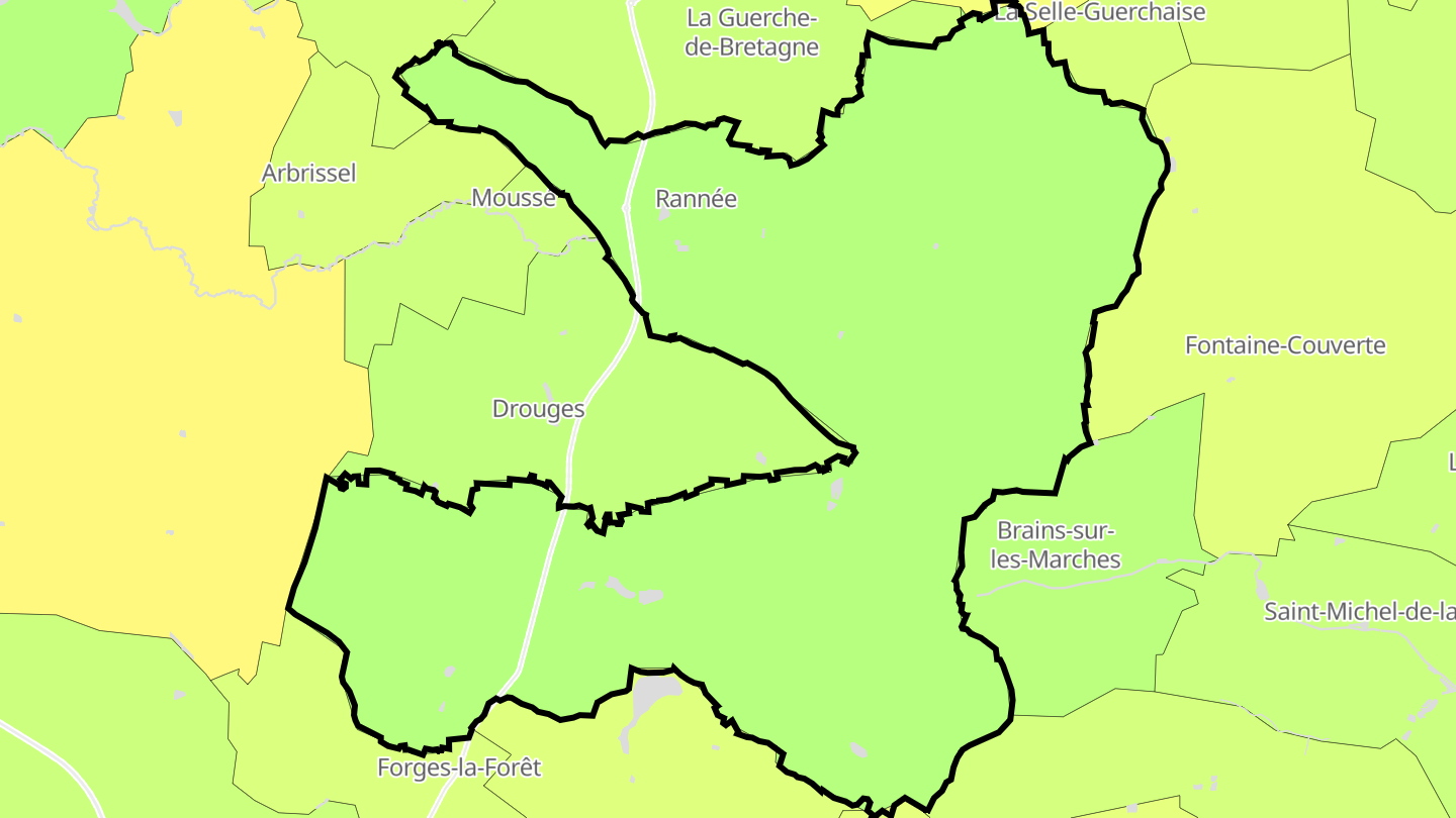 Carte des prix de l'immobilier Rannée