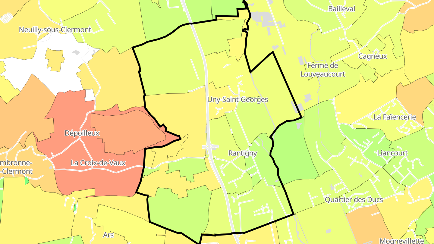 Carte des prix de l'immobilier Rantigny