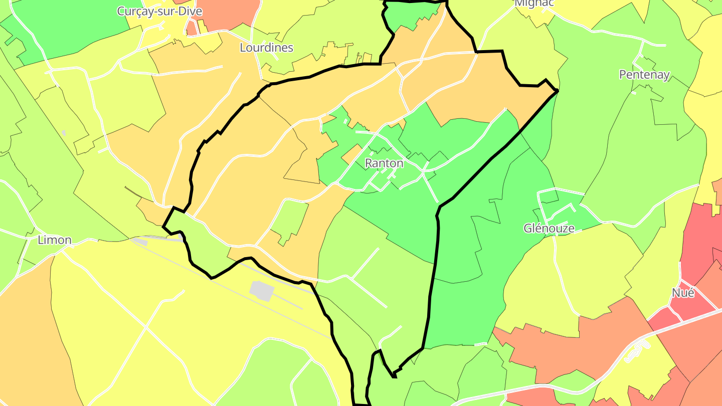 Carte des prix de l'immobilier Ranton